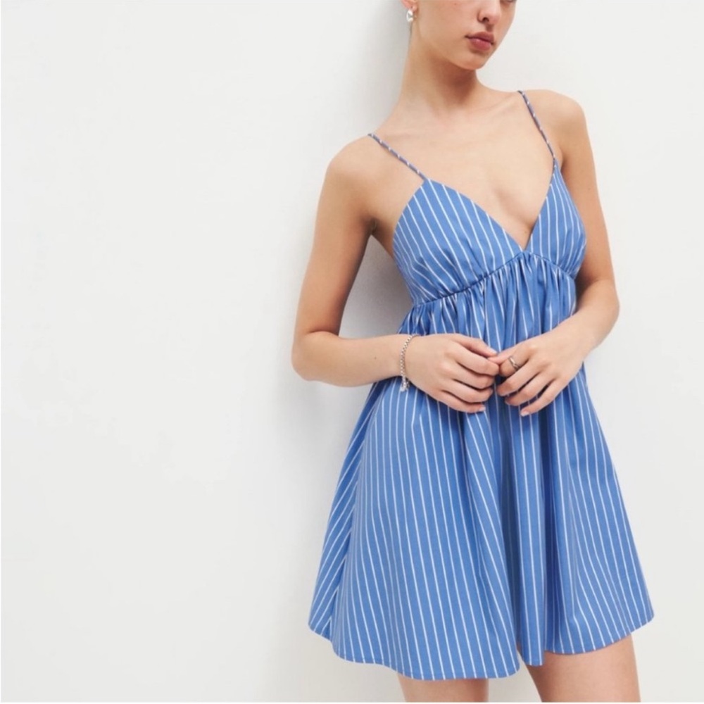 Reformation Blue & White Striped Mini Dress